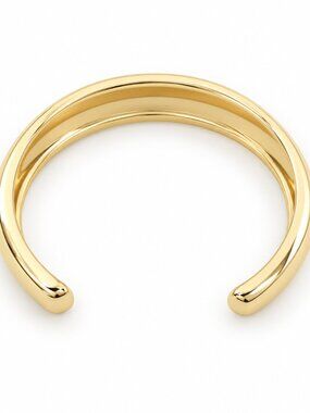 Gold Tone Polished Open Cuff Statement Bracelet